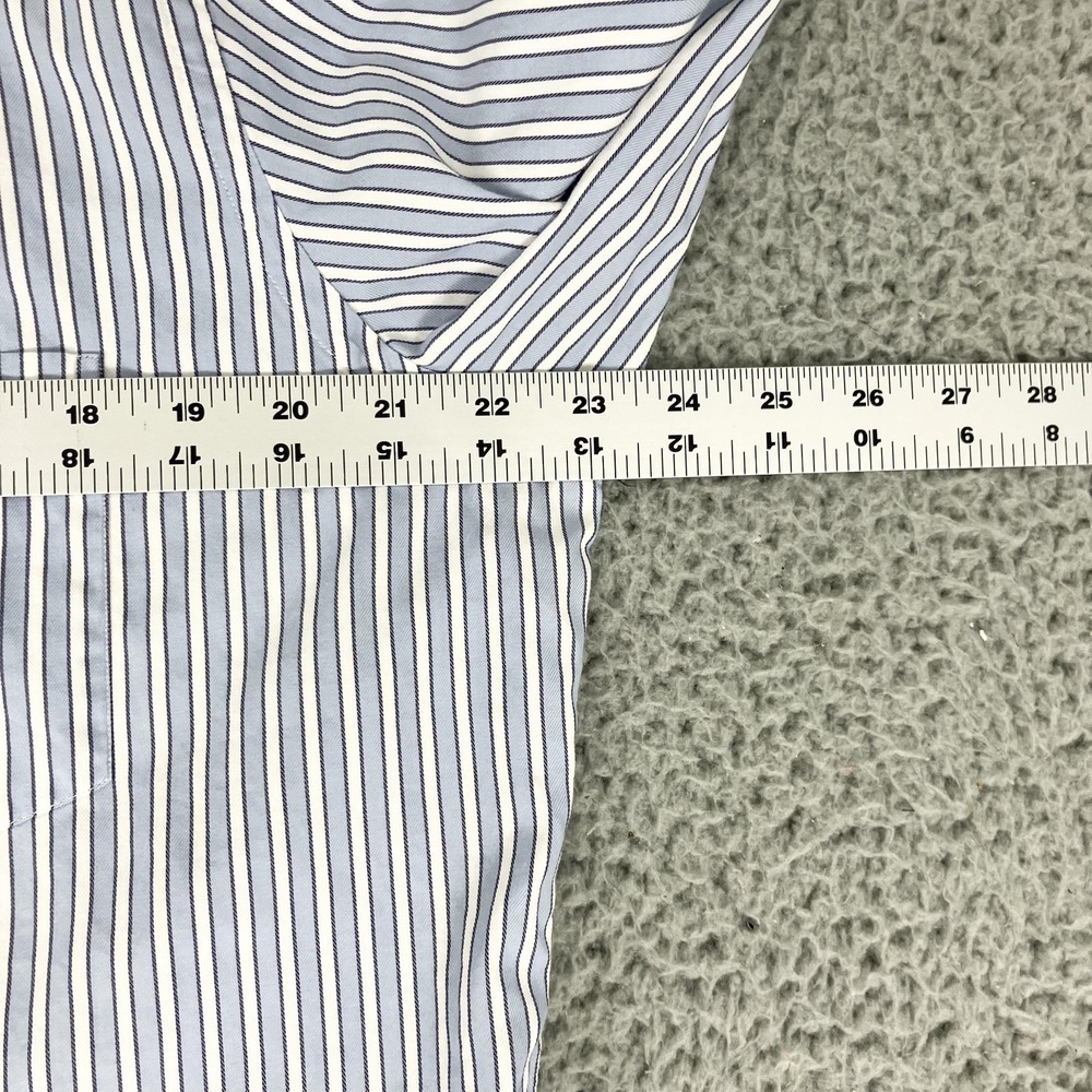 Ermenegildo Zegna Shirt Mens XL Blue Stripe Regular Fit Dress Long Sleeve Cotton - Picture 6 of 8